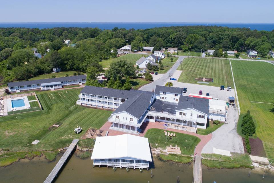 Aerial view of the hotel