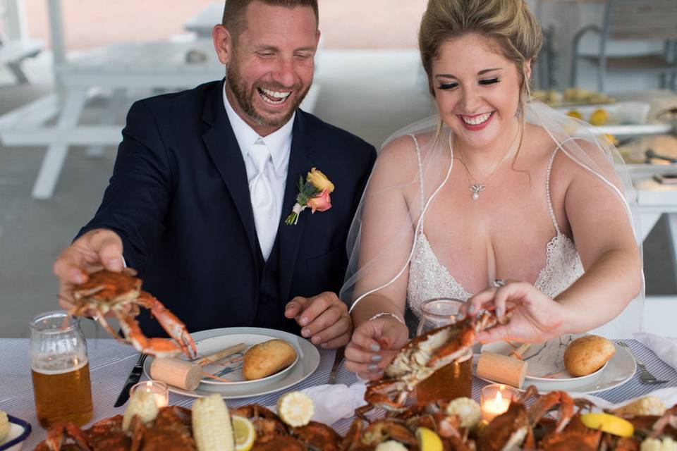 Fresh seafood enjoyed by the newlyweds