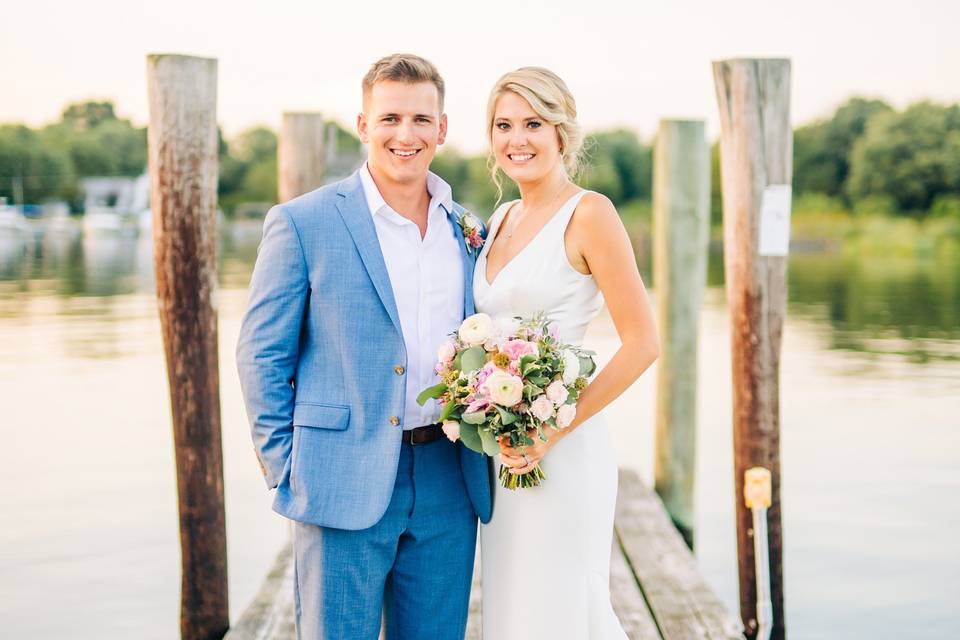 Bride and groom dock