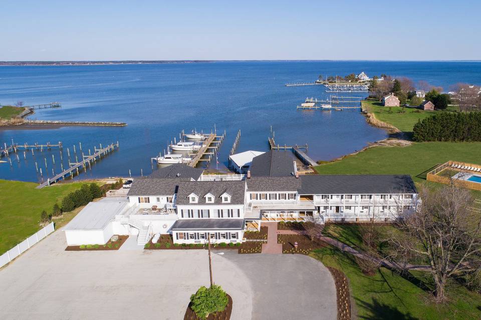 Aerial view of the hotel