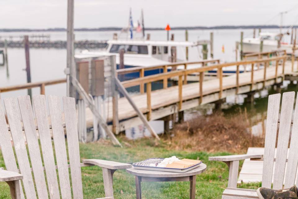 Bride and groom dock