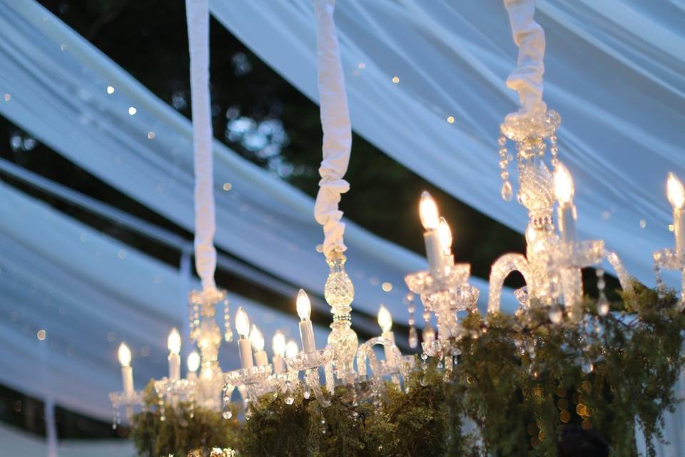 Chandelier Lighting and Drape