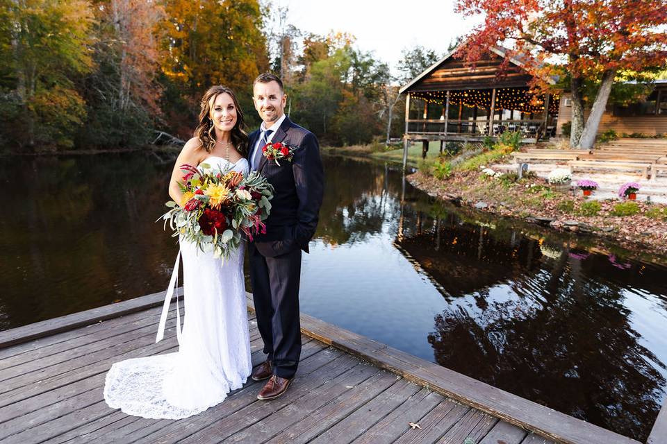 Couple w/ Lake Pavilion
