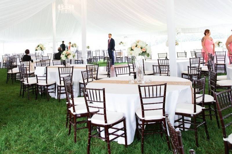 Table setup with flower centerpiece