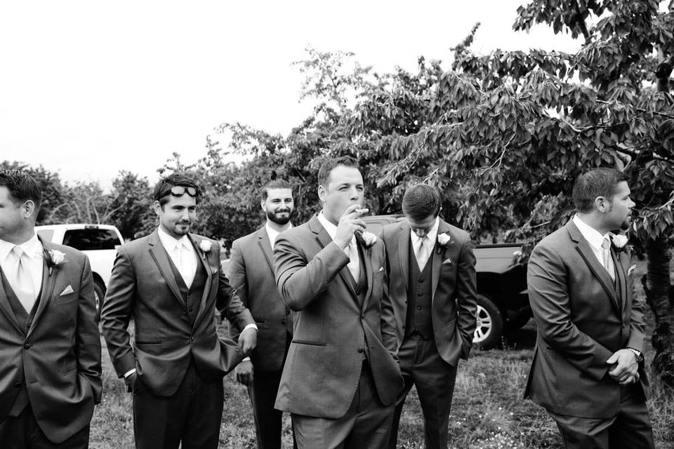 The groom with his groomsmen