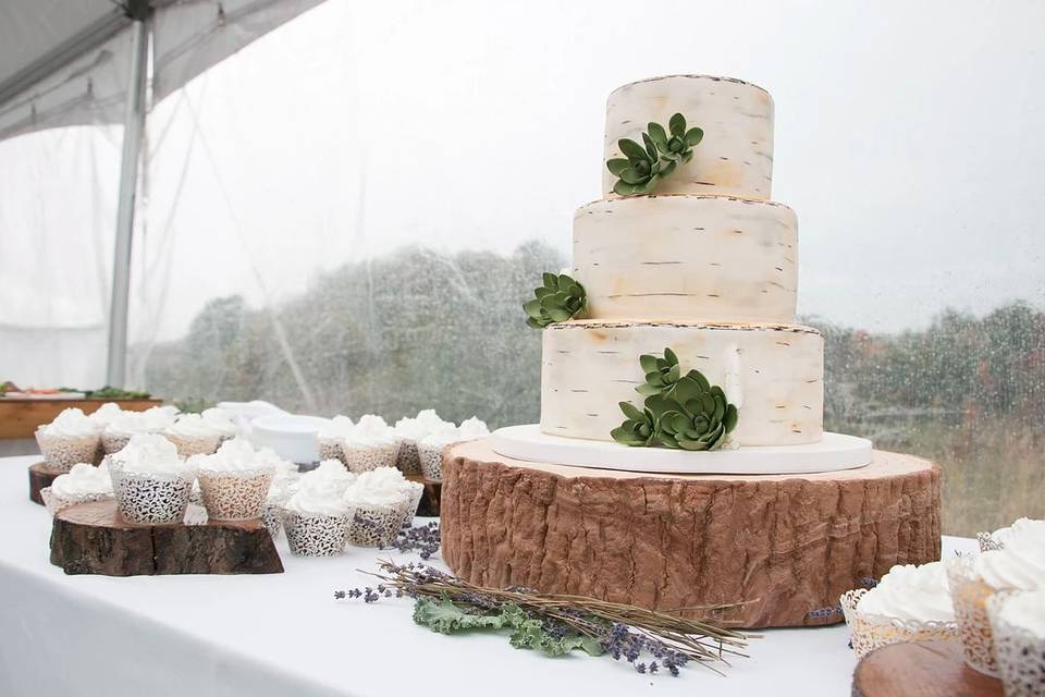 Birch wedding cake