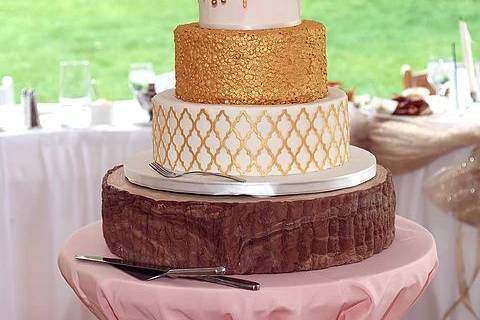 Pink and gold cake