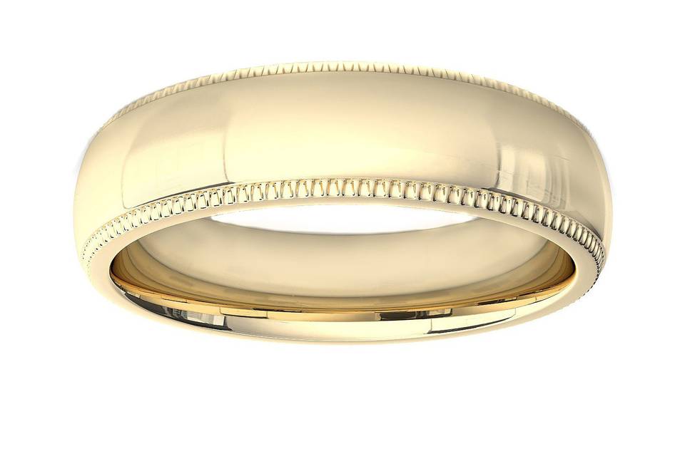 Comfort fit flat top wedding band crafted from 14k white gold with matte finish and high polish finish edges.