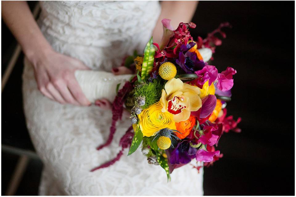 Bouquet with bright flowers