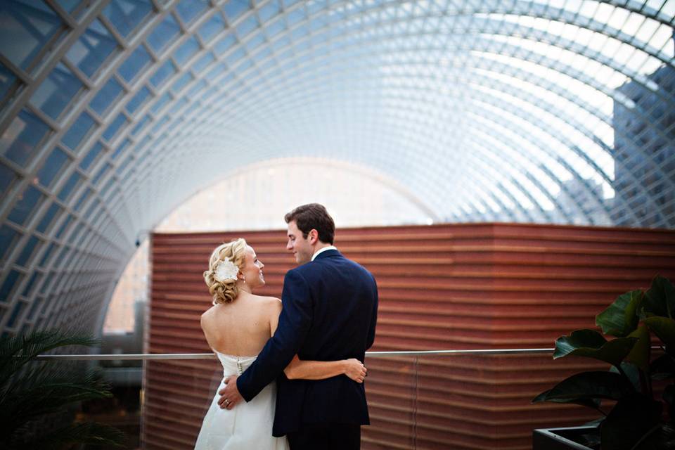 Couple portrait among the architecture