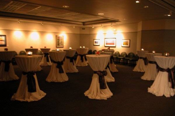 Nied/Winther Room set-up with Bistro tables for Social Hour.