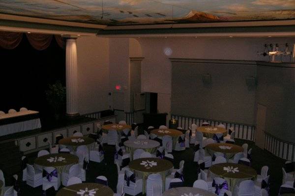 Theater ~ set-up for reception, portable in the far corner.