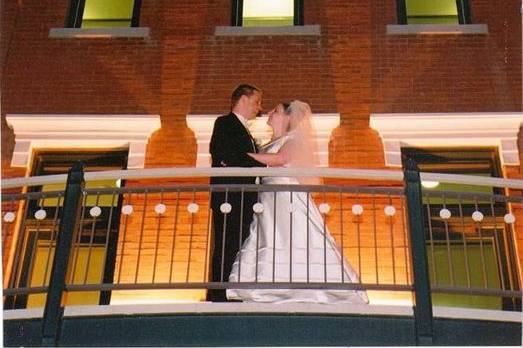 Bride and Groom on Balcony of MOH!