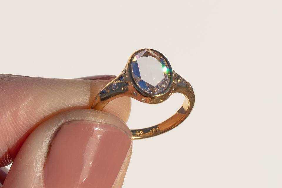 18k Lava Rock Engagement Ring