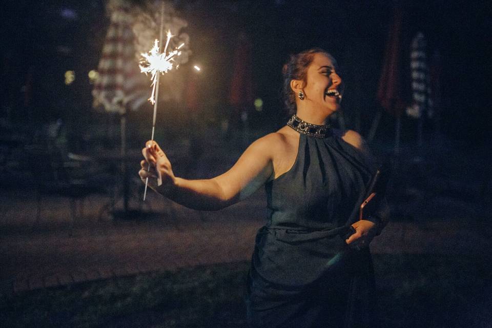 Sparkler send off candid