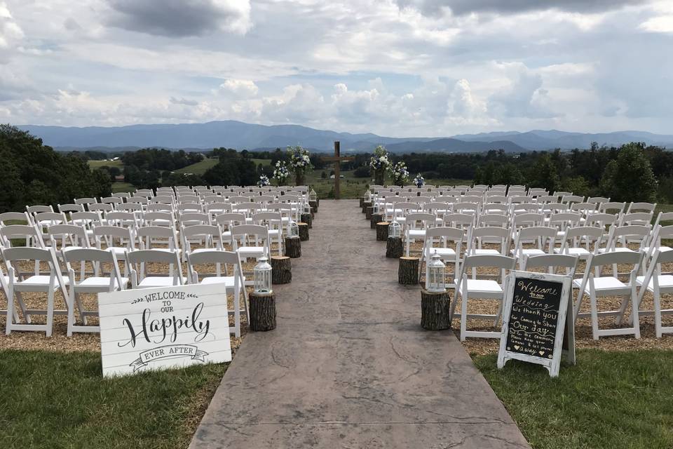 Outdoor wedding setup