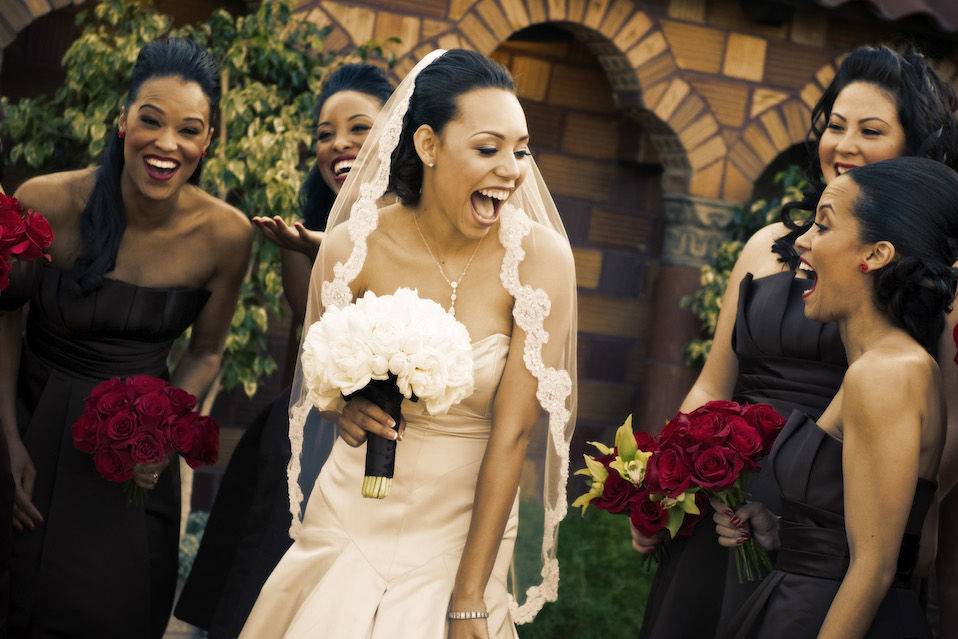 Bride and her bridesmaids