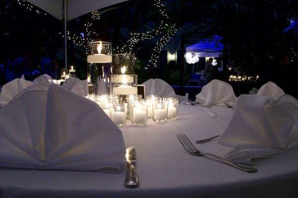 Table setting with candle centerpiece