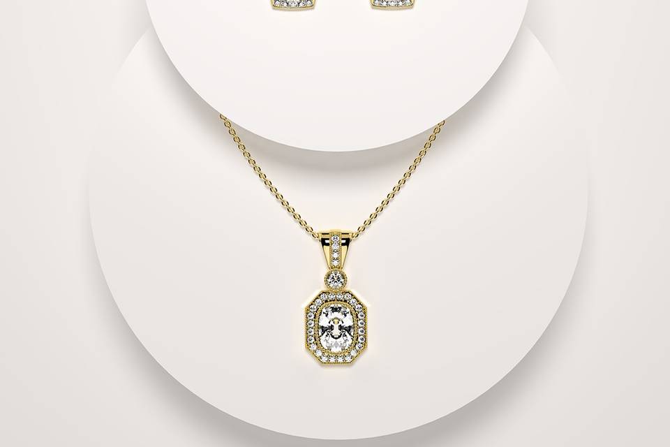Diamond earrings and necklace