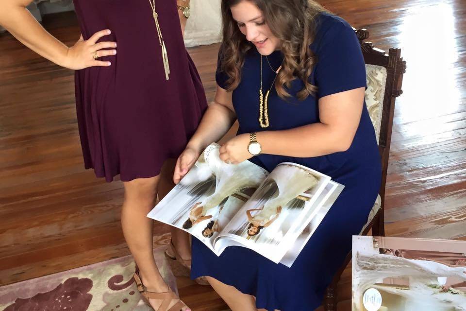 Browsing through bridal catalog