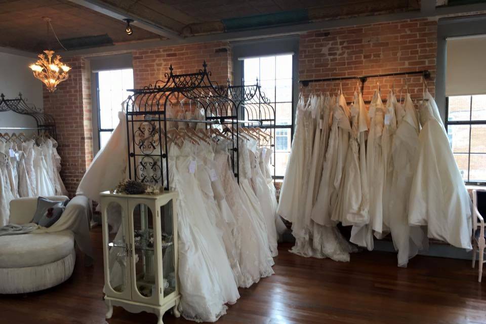 Dresses lined inside the shop
