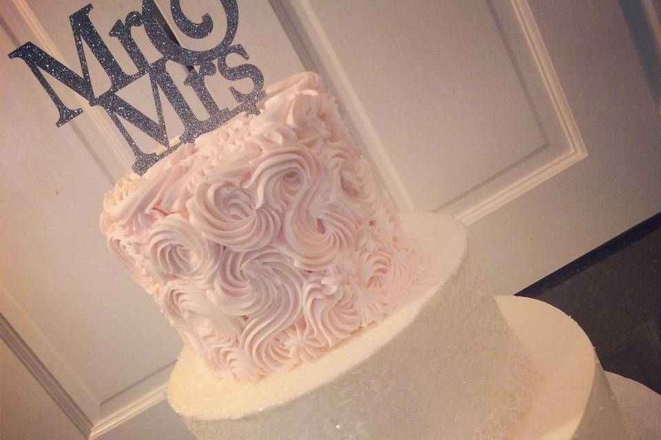 Delicate pink and white cake