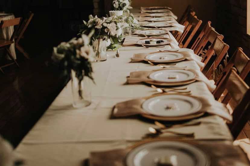 Bridal party table set up