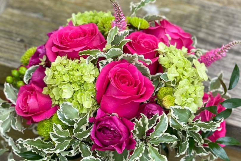 Pink and green