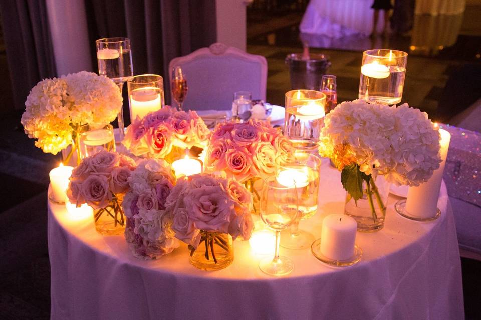 Candle-lit round table