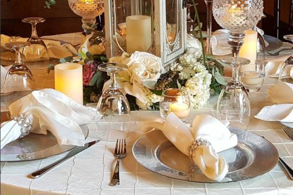 Table setup with centerpiece