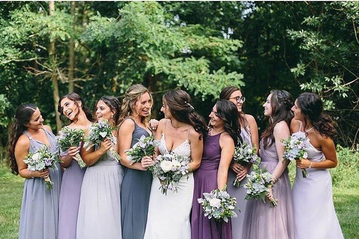 Bride and bridesmaids