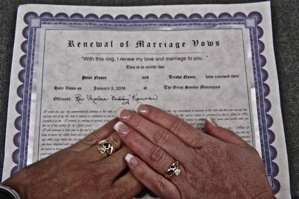 Vow Renewal Certificate