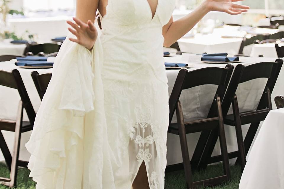 Bride in French Window Tent