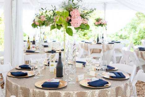 Gold & navy table setting