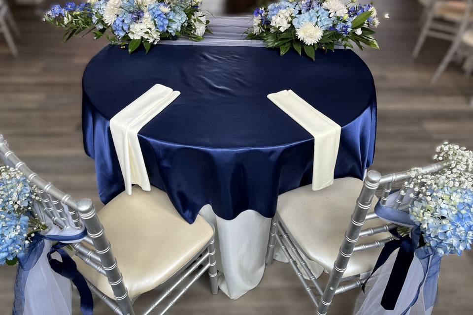 Sweetheart Table Decor in Blue