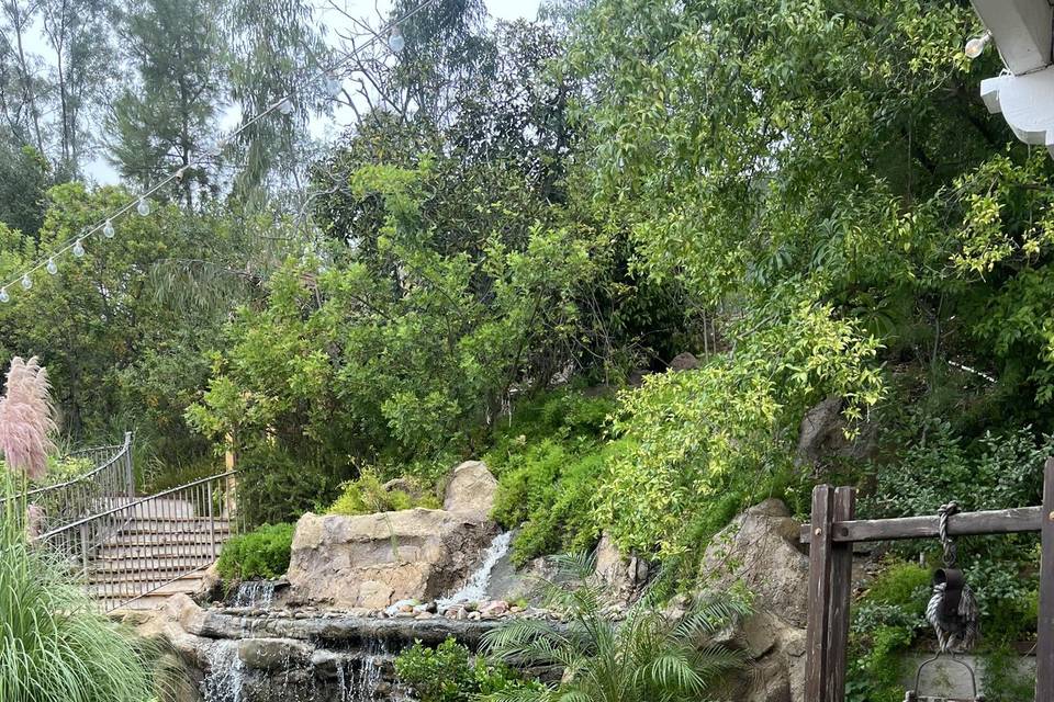 Waterfall and wishing well