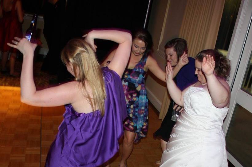 Bride with her bridesmaids