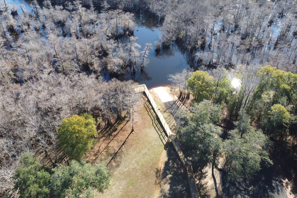 Above the wood walkway