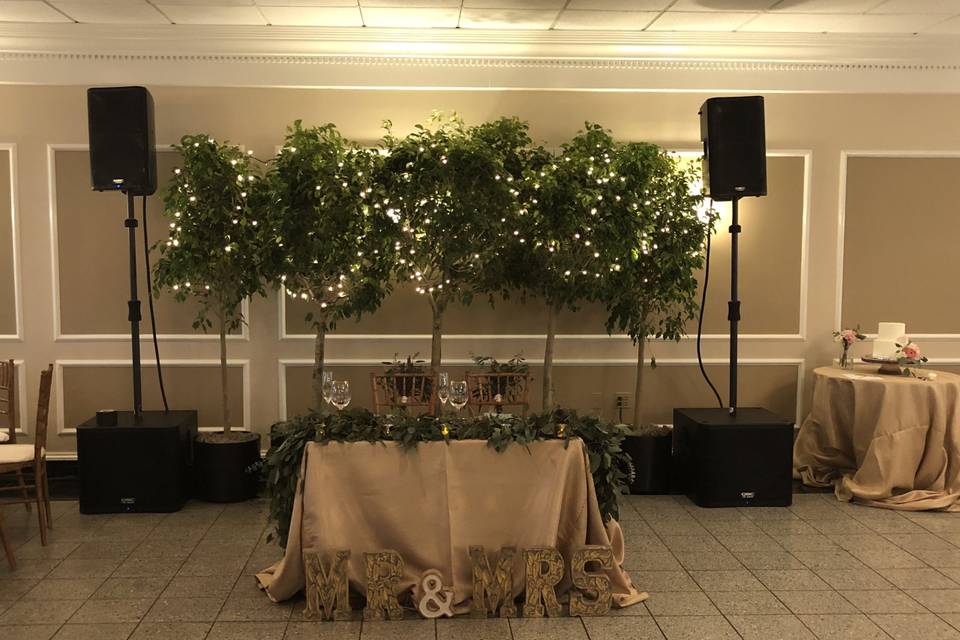 Table setting and floral centerpiece