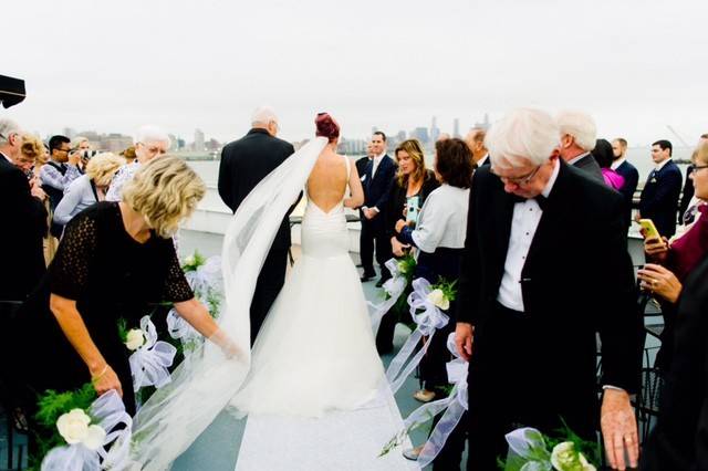 Ceremony on the top deck of the Majesty, docked at 14 St Pier in Hoboken NJ