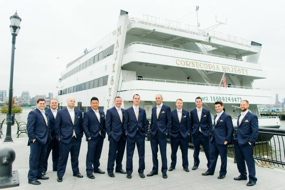 The Majesty is docked in Hoboken, NJ 14th St Pierand can hold over 1,200 guests for a seated dinner!