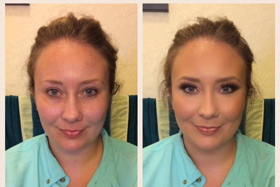 Before and after make-up look