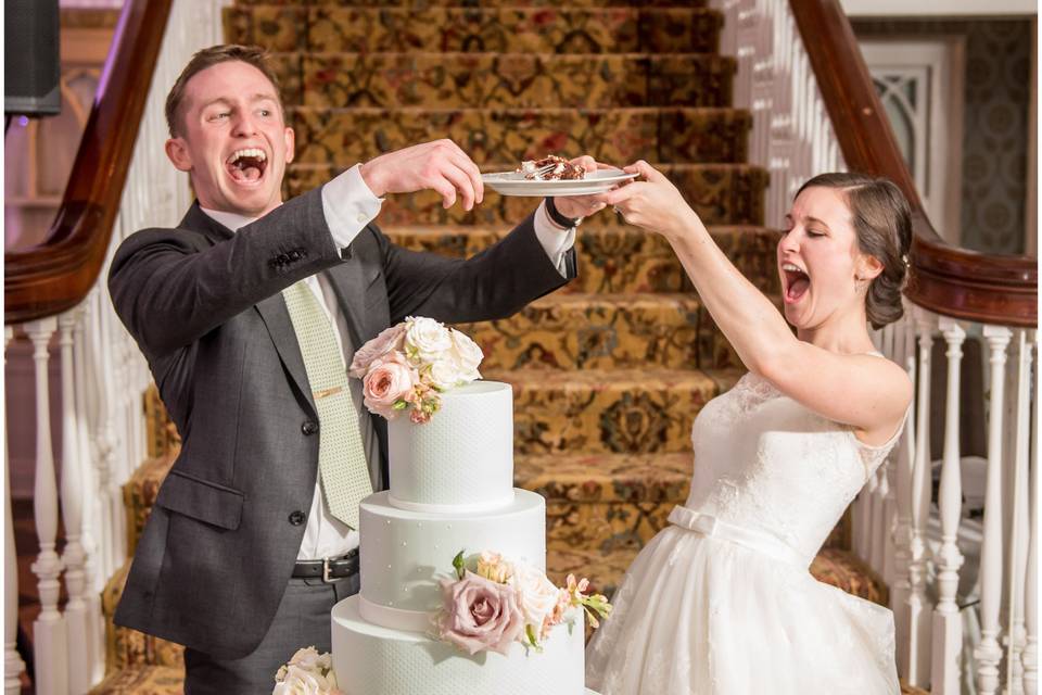 Happy bride and groom