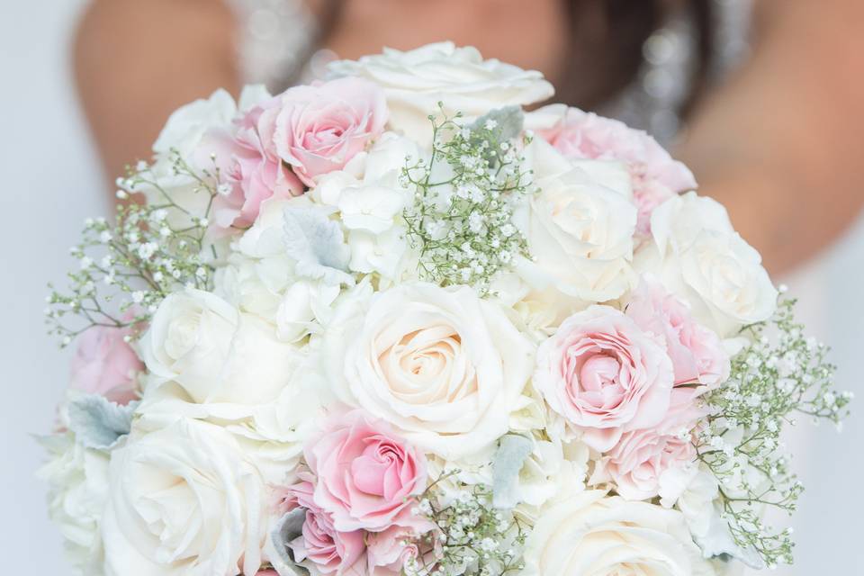 White and pink wedding bouquet