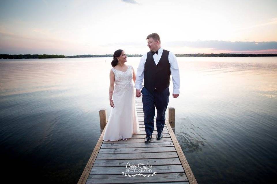 Newlyweds on the dock