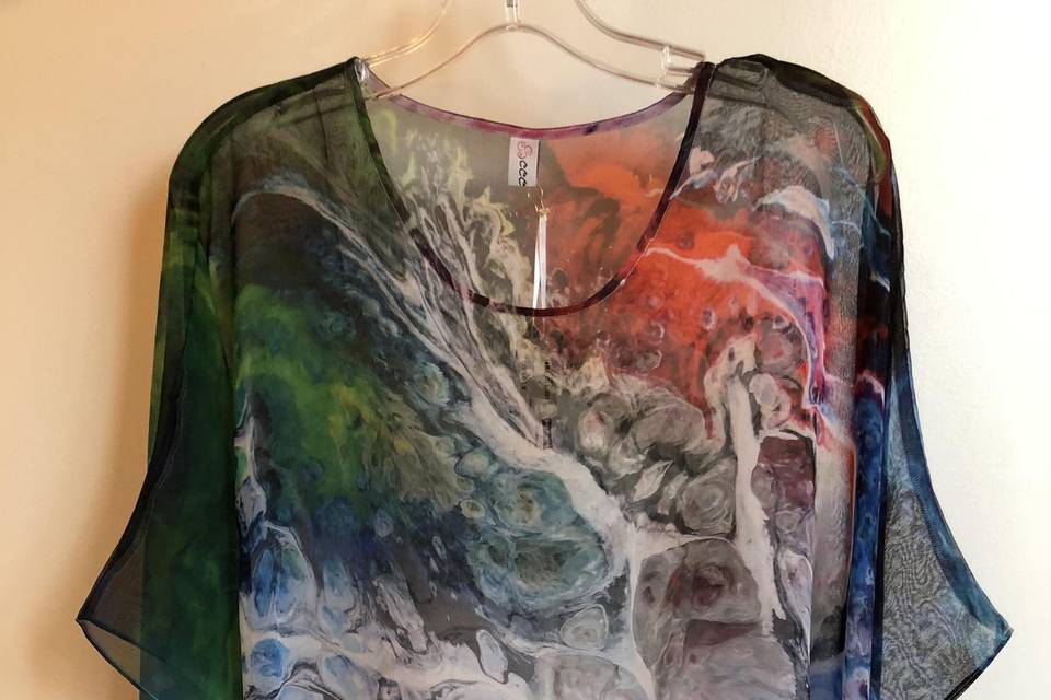 Silk Art Print Poncho