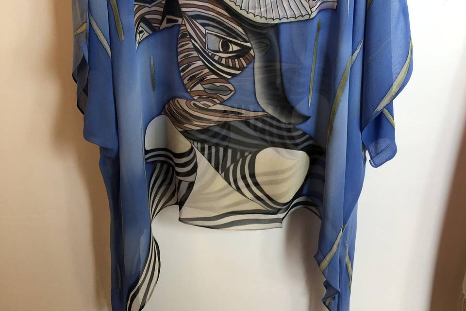 Silk Art Print Poncho