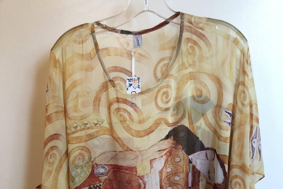 Silk Art Print Poncho