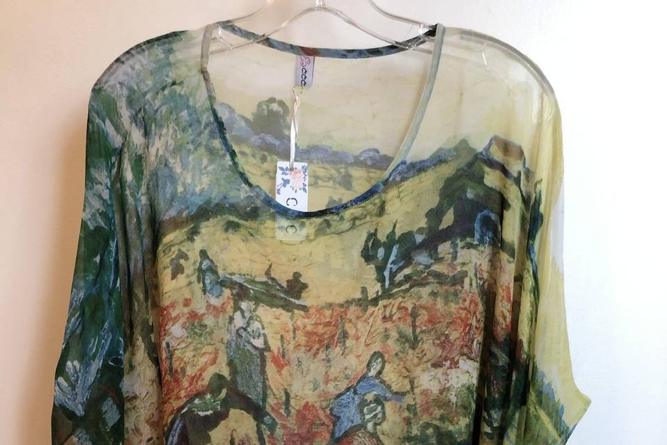 Silk Art Print Poncho