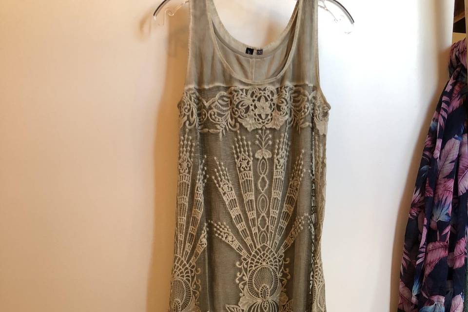 Embroidered mesh dress